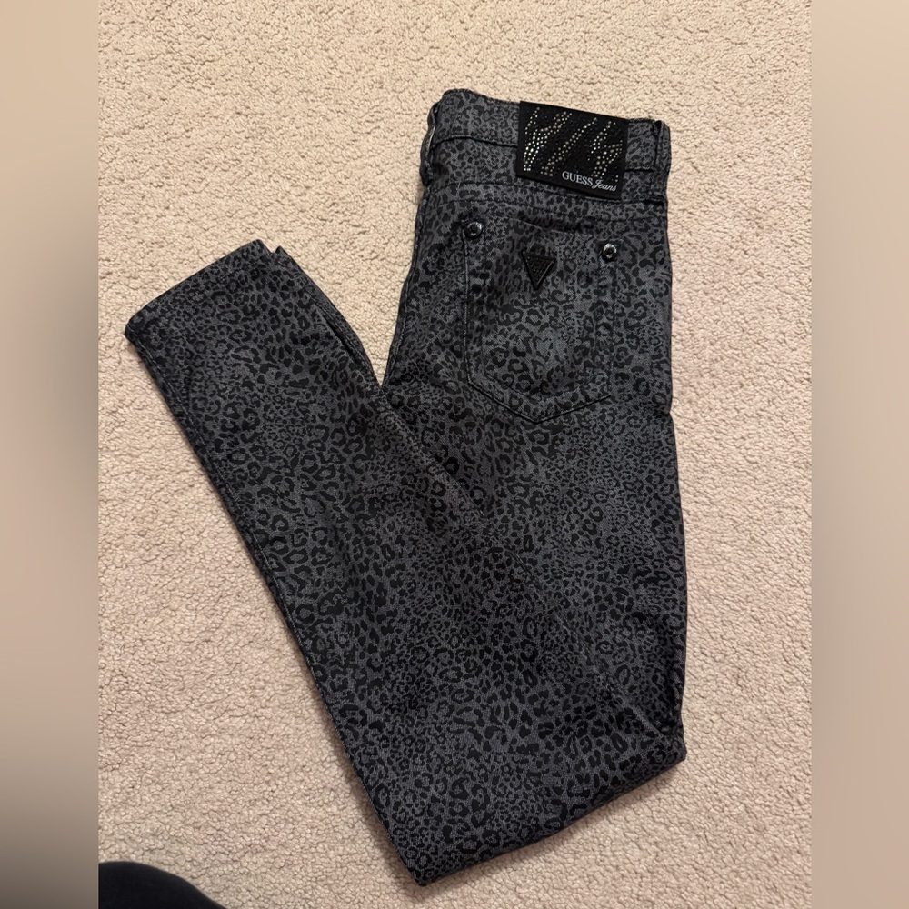 Guess Black and Gray Animal Print Jeans